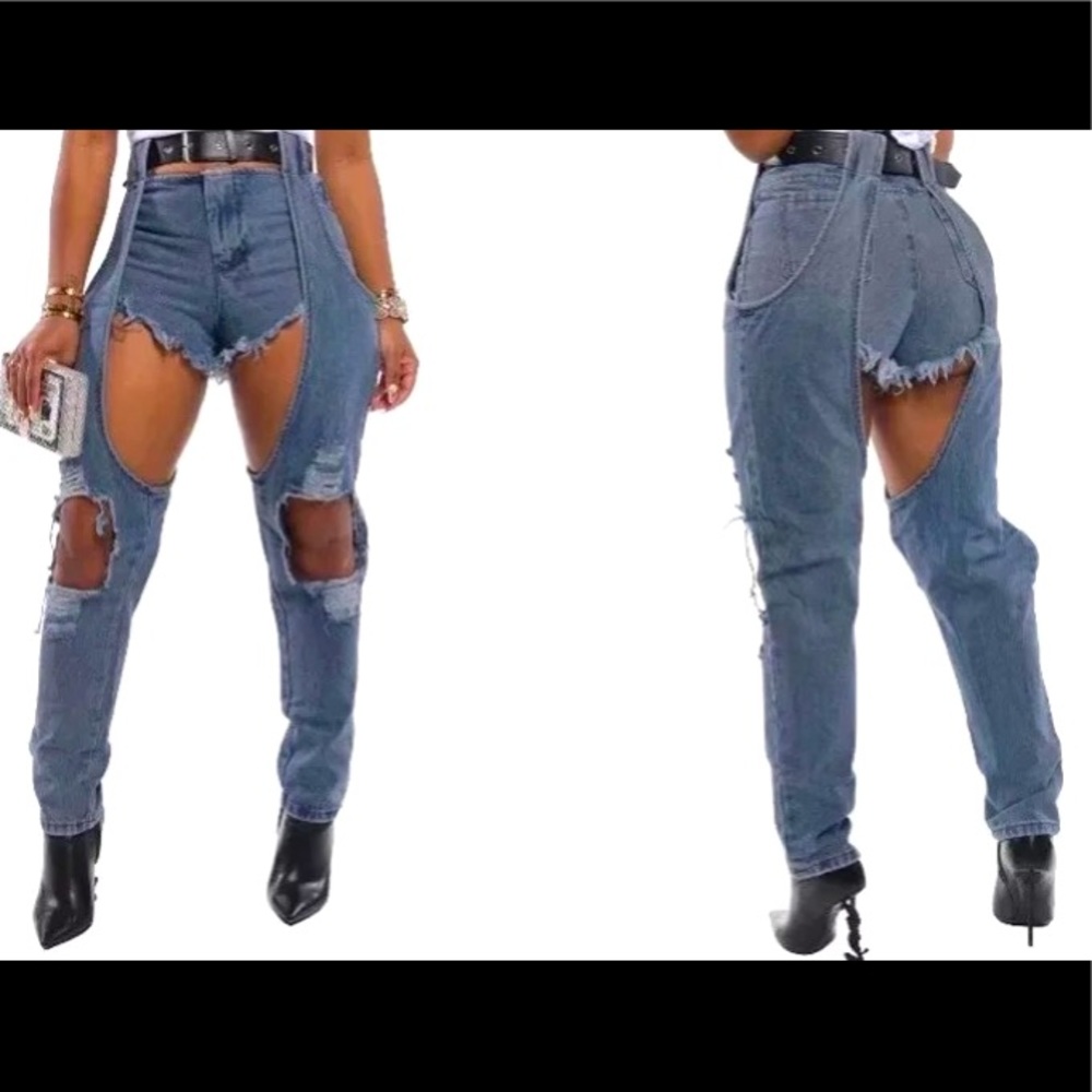 Rider cut out denim